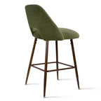 Set of 3 Mid-Century Modern Counter Height Bar Stools, 26 Upholstered Kitchen Island Chairs with Walnut Finish Metal Legs - Panipeachy