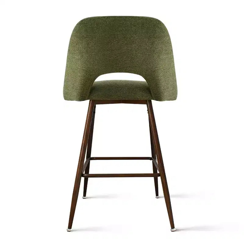 Set of 3 Mid-Century Modern Counter Height Bar Stools, 26 Upholstered Kitchen Island Chairs with Walnut Finish Metal Legs - Panipeachy