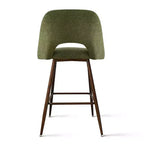 Set of 3 Mid-Century Modern Counter Height Bar Stools, 26 Upholstered Kitchen Island Chairs with Walnut Finish Metal Legs - Panipeachy