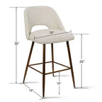 Set of 3 Mid-Century Modern Counter Height Bar Stools, 26 Upholstered Kitchen Island Chairs with Walnut Finish Metal Legs - Panipeachy