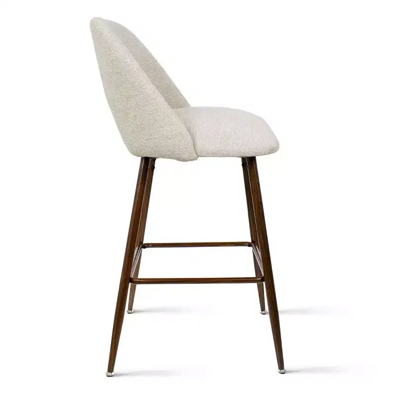 Set of 3 Mid-Century Modern Counter Height Bar Stools, 26 Upholstered Kitchen Island Chairs with Walnut Finish Metal Legs - Panipeachy