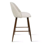 Set of 3 Mid-Century Modern Counter Height Bar Stools, 26 Upholstered Kitchen Island Chairs with Walnut Finish Metal Legs - Panipeachy