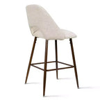 Set of 3 Mid-Century Modern Counter Height Bar Stools, 26 Upholstered Kitchen Island Chairs with Walnut Finish Metal Legs - Panipeachy