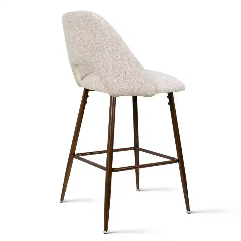 Set of 3 Mid-Century Modern Counter Height Bar Stools, 26 Upholstered Kitchen Island Chairs with Walnut Finish Metal Legs - Panipeachy