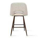 Set of 3 Mid-Century Modern Counter Height Bar Stools, 26 Upholstered Kitchen Island Chairs with Walnut Finish Metal Legs - Panipeachy