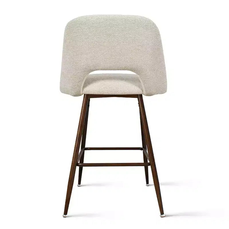 Set of 3 Mid-Century Modern Counter Height Bar Stools, 26 Upholstered Kitchen Island Chairs with Walnut Finish Metal Legs - Panipeachy