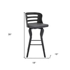 HomeRoots 29 Gray And Black Faux Leather And Iron Swivel Low Back Bar Height Bar Chair