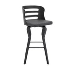 HomeRoots 29 Gray And Black Faux Leather And Iron Swivel Low Back Bar Height Bar Chair