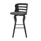 HomeRoots 29 Gray And Black Faux Leather And Iron Swivel Low Back Bar Height Bar Chair