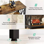 Lantine 70.9-Inch Console Table with Storage, Industrial 3-Tier Sofa Table for Living Room, Entryway Table for Hallway, Rustic Brown & Black