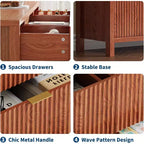 Farmhouse 9 Drawer Dressers for Bedroom - Slim Wood Chest of Drawers Mid Century Modern Fluted Dresser Storage Organizer for Closet Living Room