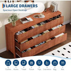 Farmhouse 9 Drawer Dressers for Bedroom - Slim Wood Chest of Drawers Mid Century Modern Fluted Dresser Storage Organizer for Closet Living Room