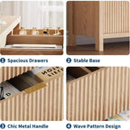 Farmhouse 9 Drawer Dressers for Bedroom - Slim Wood Chest of Drawers Mid Century Modern Fluted Dresser Storage Organizer for Closet Living Room