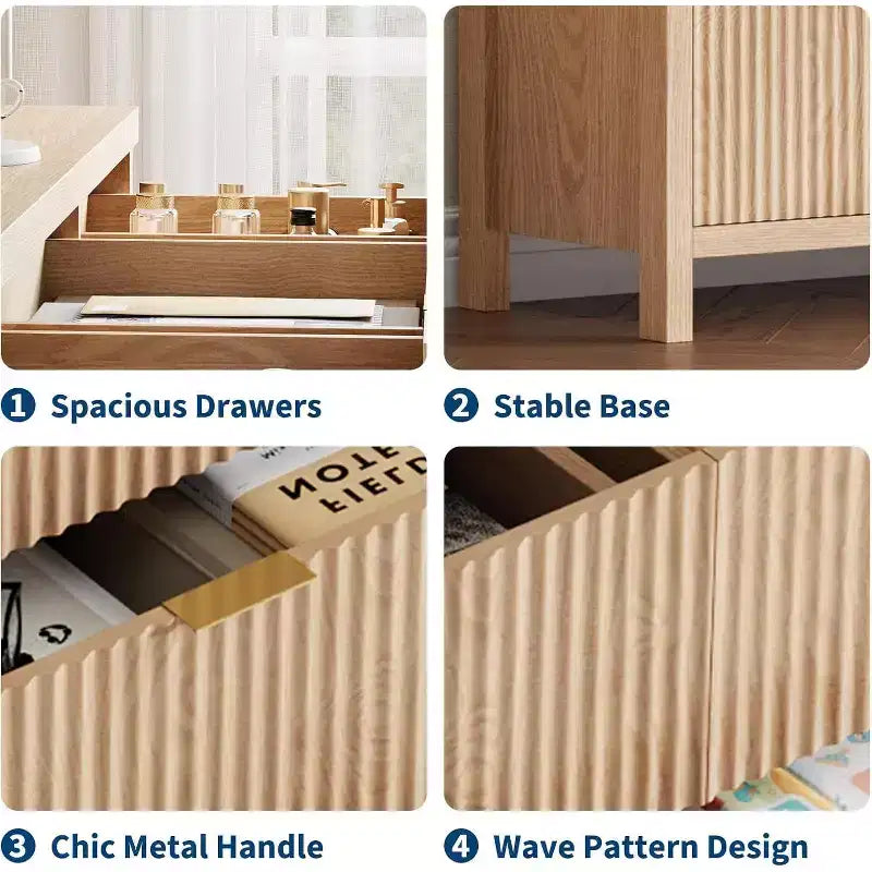 Farmhouse 9 Drawer Dressers for Bedroom - Slim Wood Chest of Drawers Mid Century Modern Fluted Dresser Storage Organizer for Closet Living Room