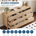 Farmhouse 9 Drawer Dressers for Bedroom - Slim Wood Chest of Drawers Mid Century Modern Fluted Dresser Storage Organizer for Closet Living Room