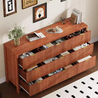 Farmhouse 9 Drawer Dressers for Bedroom - Slim Wood Chest of Drawers Mid Century Modern Fluted Dresser Storage Organizer for Closet Living Room