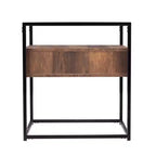 HomeRoots 22 Black Glass And Iron Square End Table With Drawer With Shelf
