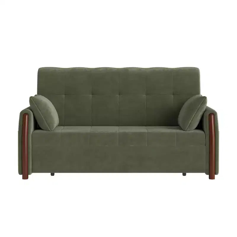 Luck Live 62.9 Convertible Fabric Sofa Bed With Storage, Solid Wood Trim Sleeper Couch For Small Living Rooms & Apartments