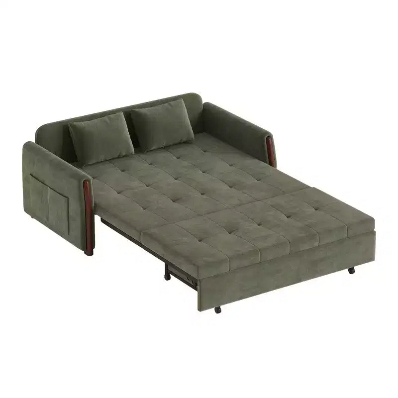 Luck Live 62.9 Convertible Fabric Sofa Bed With Storage, Solid Wood Trim Sleeper Couch For Small Living Rooms & Apartments