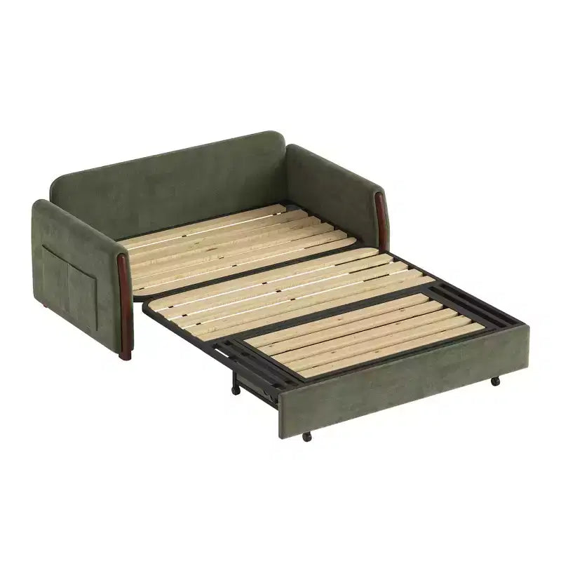 Luck Live 62.9 Convertible Fabric Sofa Bed With Storage, Solid Wood Trim Sleeper Couch For Small Living Rooms & Apartments