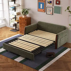 Luck Live 62.9 Convertible Fabric Sofa Bed With Storage, Solid Wood Trim Sleeper Couch For Small Living Rooms & Apartments