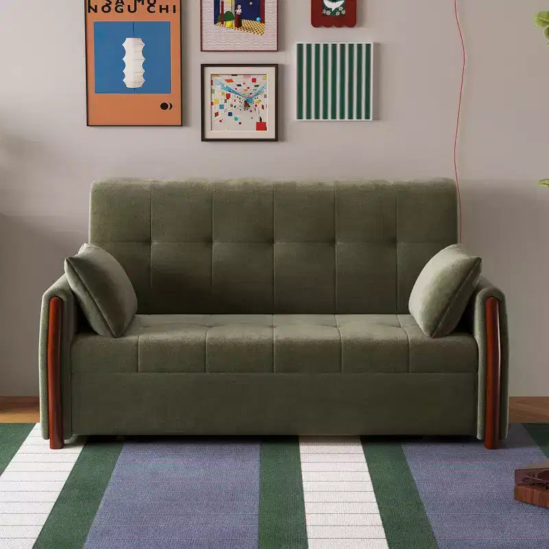Luck Live 62.9 Convertible Fabric Sofa Bed With Storage, Solid Wood Trim Sleeper Couch For Small Living Rooms & Apartments