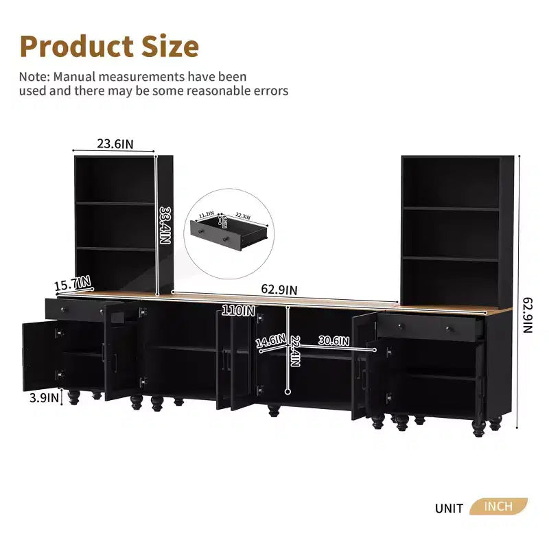 GDFStudio Keith Farmhouse TV Entertainment Center Up to 70 with Adjustable Shelves and Storage