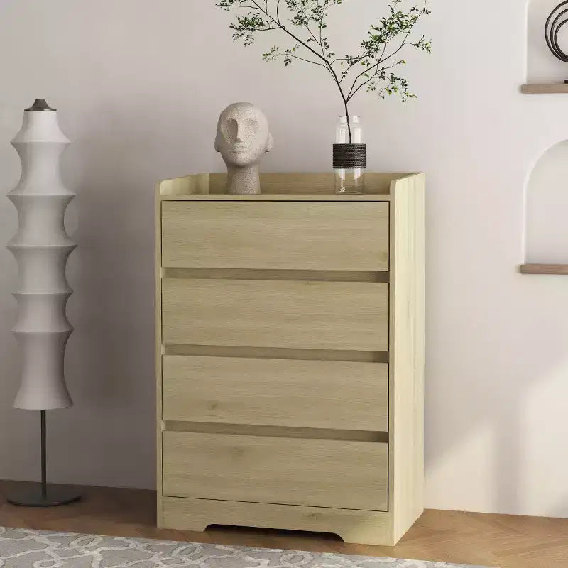 Modern 4 Drawer Dresser for Bedroom, Vertical Dressers with Handle-Free Design, Storage Cabinet for Living Room, Entryway, or Office-Panipeachy