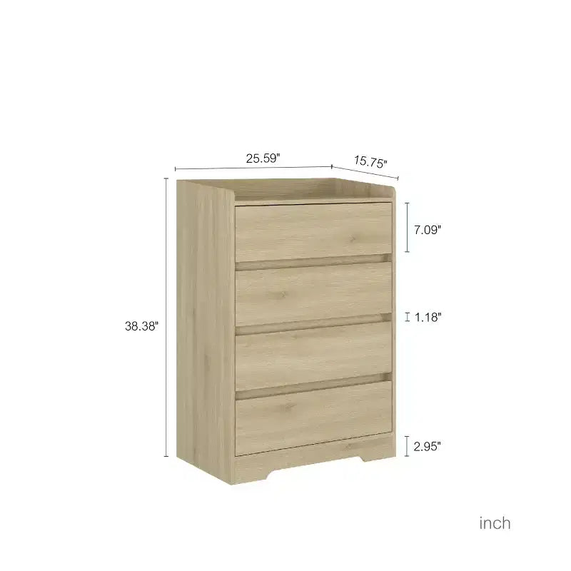 Modern 4 Drawer Dresser for Bedroom, Vertical Dressers with Handle-Free Design, Storage Cabinet for Living Room, Entryway, or Office-Panipeachy