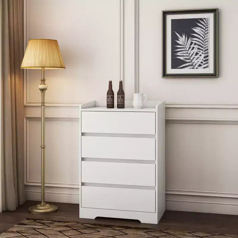 Modern 4 Drawer Dresser for Bedroom, Vertical Dressers with Handle-Free Design, Storage Cabinet for Living Room, Entryway, or Office-Panipeachy
