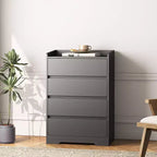 Modern 4 Drawer Dresser for Bedroom, Vertical Dressers with Handle-Free Design, Storage Cabinet for Living Room, Entryway, or Office-Panipeachy