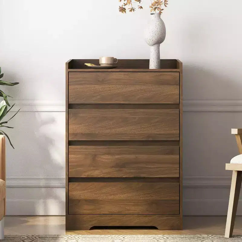 Modern 4 Drawer Dresser for Bedroom, Vertical Dressers with Handle-Free Design, Storage Cabinet for Living Room, Entryway, or Office-Panipeachy