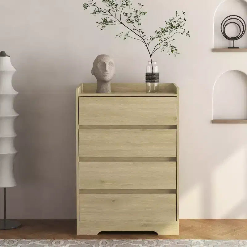 Modern 4 Drawer Dresser for Bedroom, Vertical Dressers with Handle-Free Design, Storage Cabinet for Living Room, Entryway, or Office-Panipeachy