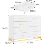 8-Drawer Modern Tall Wooden Dresser, Soft-Close Glides & Anti-Tip Kit, Space-Saving Chest for Bedroom, Closet, Kids & Nursery