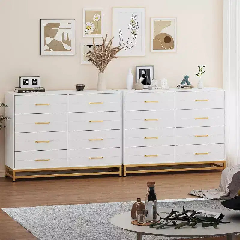 8-Drawer Modern Tall Wooden Dresser, Soft-Close Glides & Anti-Tip Kit, Space-Saving Chest for Bedroom, Closet, Kids & Nursery
