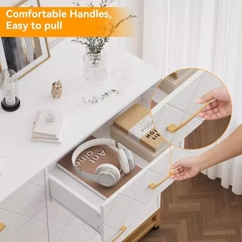 8-Drawer Modern Tall Wooden Dresser, Soft-Close Glides & Anti-Tip Kit, Space-Saving Chest for Bedroom, Closet, Kids & Nursery