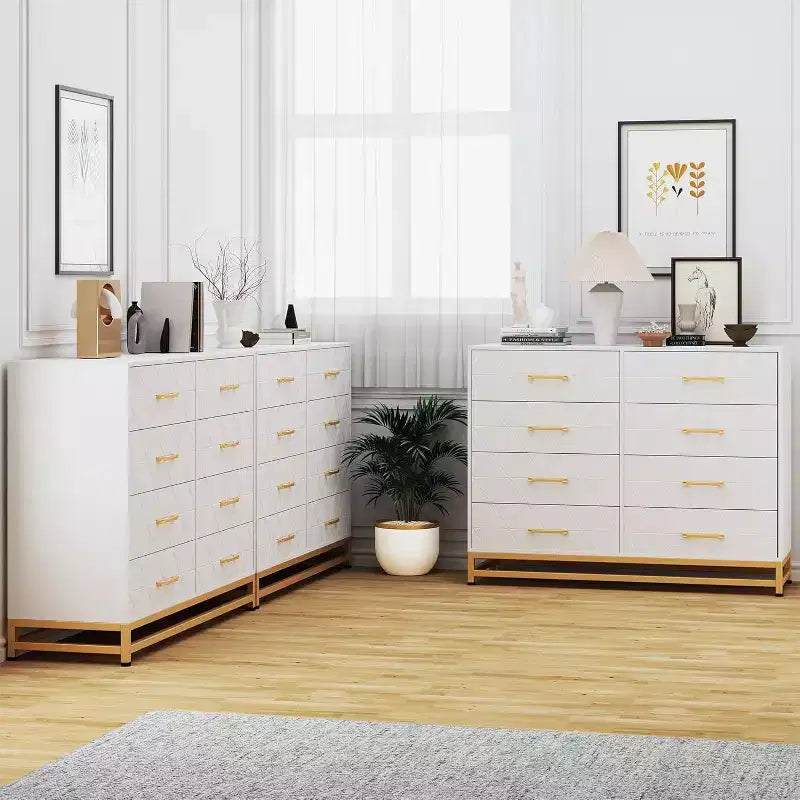 8-Drawer Modern Tall Wooden Dresser, Soft-Close Glides & Anti-Tip Kit, Space-Saving Chest for Bedroom, Closet, Kids & Nursery