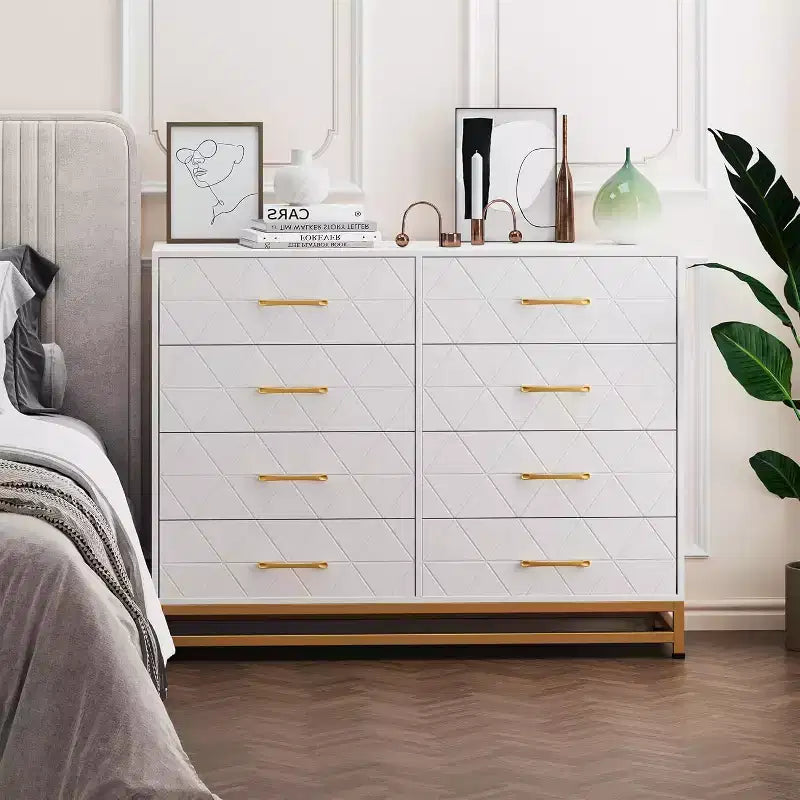 8-Drawer Modern Tall Wooden Dresser, Soft-Close Glides & Anti-Tip Kit, Space-Saving Chest for Bedroom, Closet, Kids & Nursery