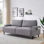 Contemporary 3-Seater Reclining Sofa for Living Room - Soft Cushioned Fabric Couch with Armrests, Storage Bag, Cup Holders - Easy to Assemble