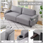Contemporary 3-Seater Reclining Sofa for Living Room - Soft Cushioned Fabric Couch with Armrests, Storage Bag, Cup Holders - Easy to Assemble