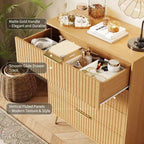 Dresser, 32 Wide Modern Fluted Chest of Drawers with Metal Handles, 4-Drawer Clothes Storage Organizer