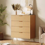 Dresser, 32 Wide Modern Fluted Chest of Drawers with Metal Handles, 4-Drawer Clothes Storage Organizer