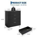 Dresser, 32 Wide Modern Fluted Chest of Drawers with Metal Handles, 4-Drawer Clothes Storage Organizer