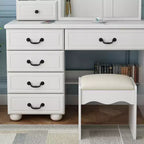 Vanity Desk with LED Mirror & Lights, Makeup Table with 6 Drawers, 3 Color Modes, White