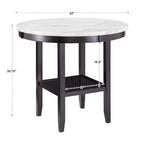 Banforth White Faux Marble Round Table - Espresso/White Marble - iNSPIRE Q