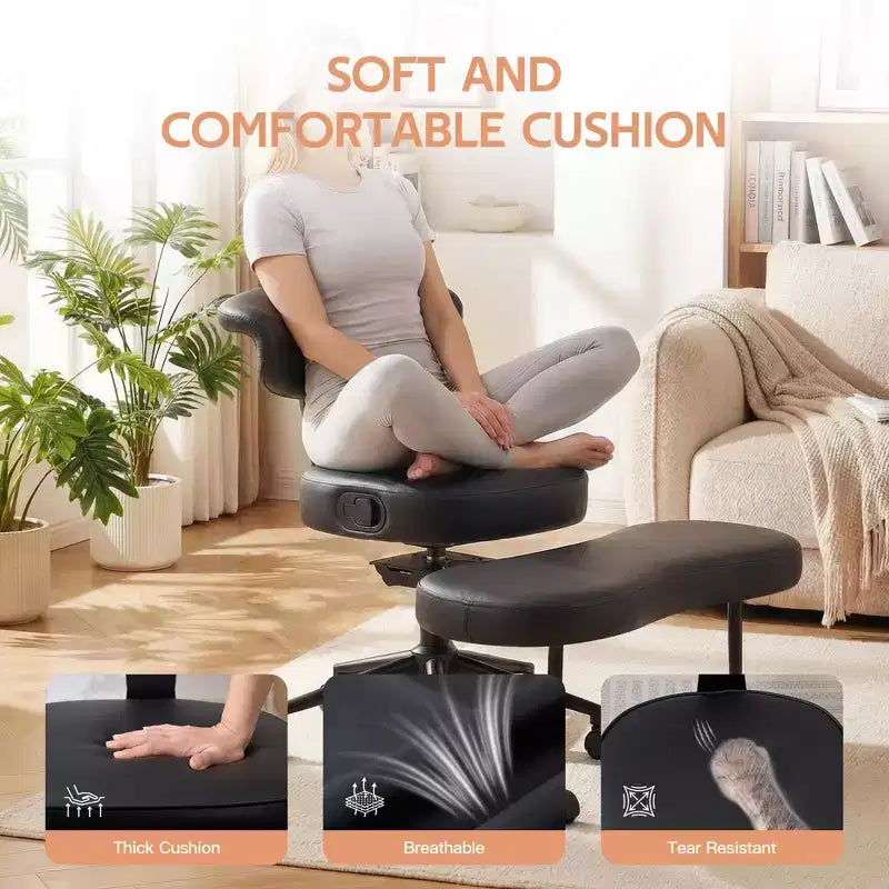 Ergonomic Cross Legged Office Chair, 360 Swivel Meditation Chair, Adjustable Height Kneeling Desk Chairs, for Home