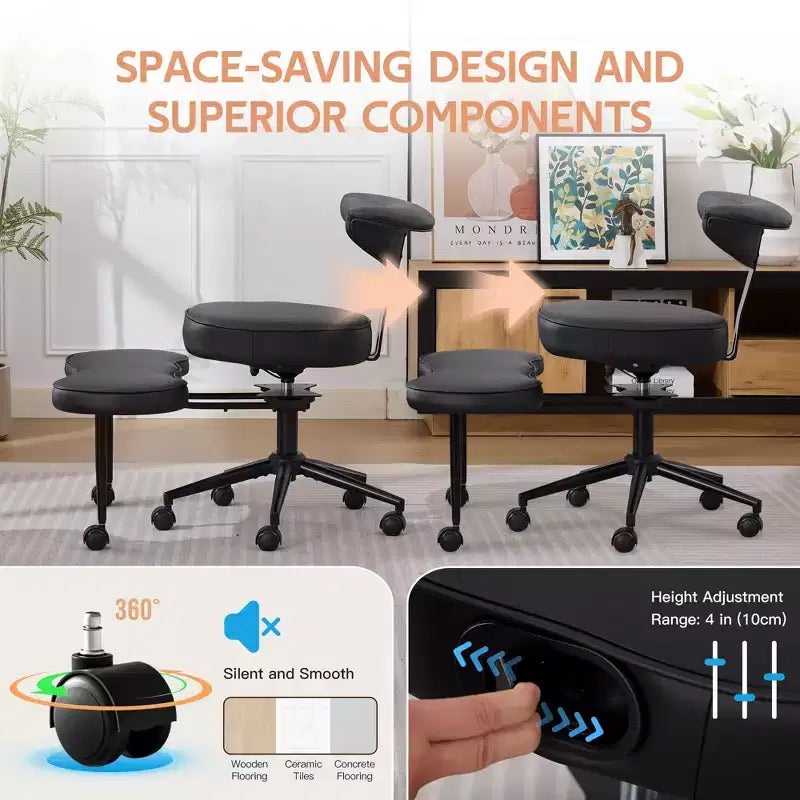 Ergonomic Cross Legged Office Chair, 360 Swivel Meditation Chair, Adjustable Height Kneeling Desk Chairs, for Home