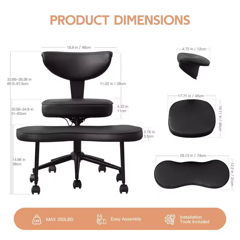 Ergonomic Cross Legged Office Chair, 360 Swivel Meditation Chair, Adjustable Height Kneeling Desk Chairs, for Home