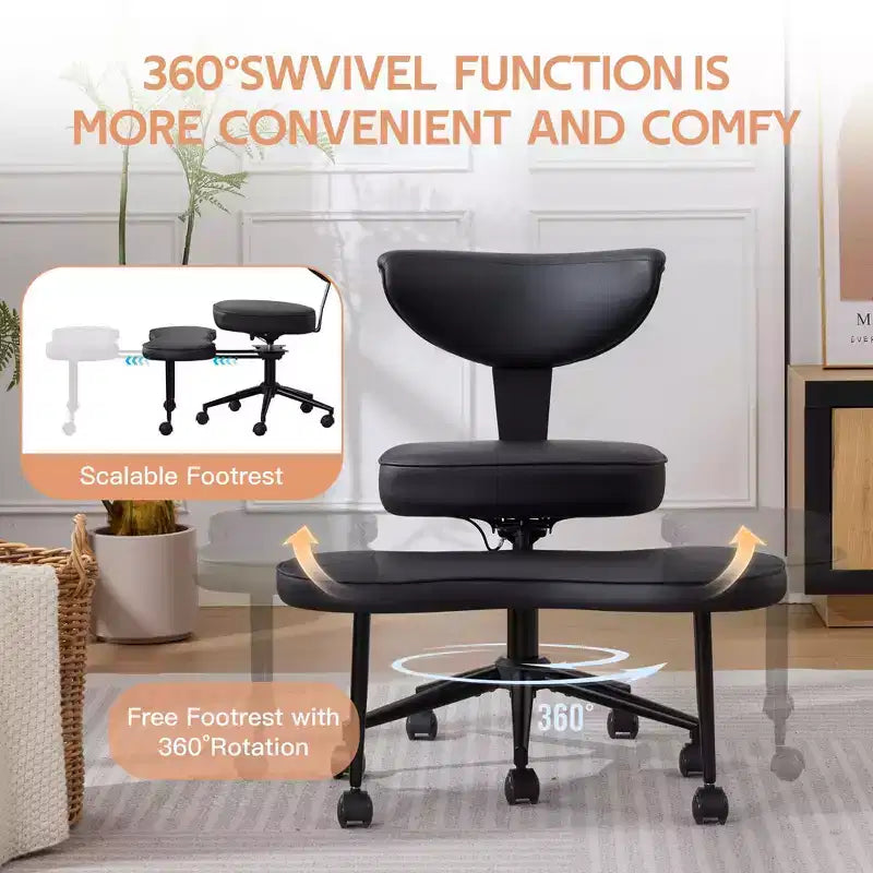 Ergonomic Cross Legged Office Chair, 360 Swivel Meditation Chair, Adjustable Height Kneeling Desk Chairs, for Home