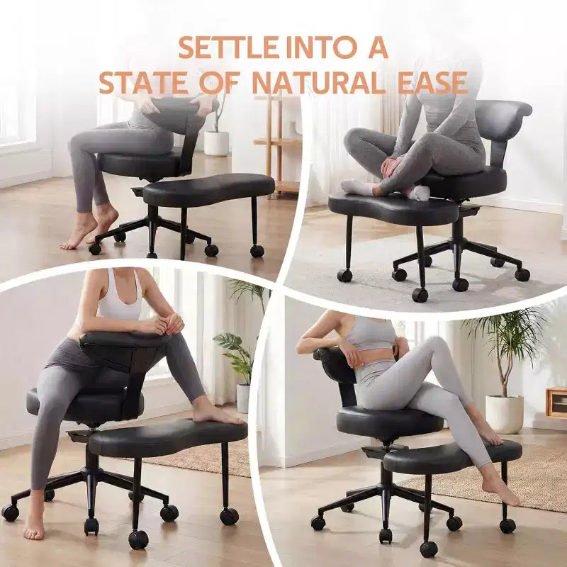 Ergonomic Cross Legged Office Chair, 360 Swivel Meditation Chair, Adjustable Height Kneeling Desk Chairs, for Home